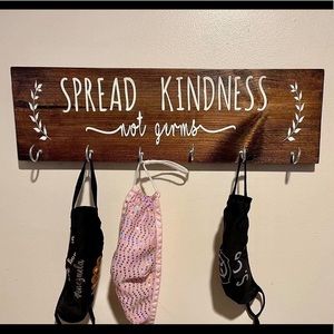 Face Mask Wood Hanger. Handmade. 5 1/2 inch height, 18 inches wide.